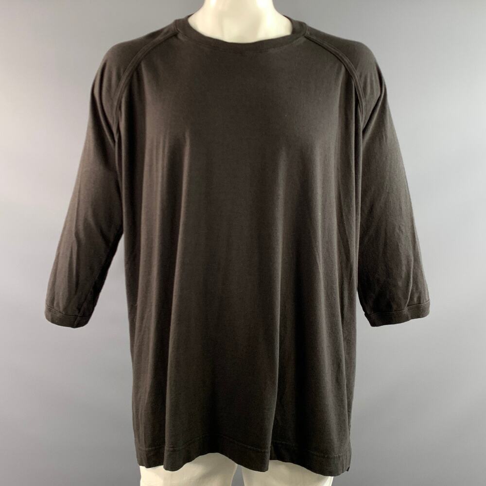 O PROJECT Size XL Black COTTON HEMP 3/4 Sleeves Long Sleeve Shirt
